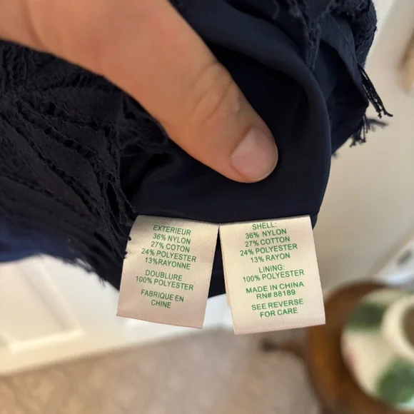 Lilly Pulitzer Kayleigh Shift Dress True Navy Blue Fern Gallery Bow Lace 12 Sun - Picture 8 of 11